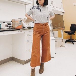 SOLD Madewell Embroidered Striped Button Down XXS